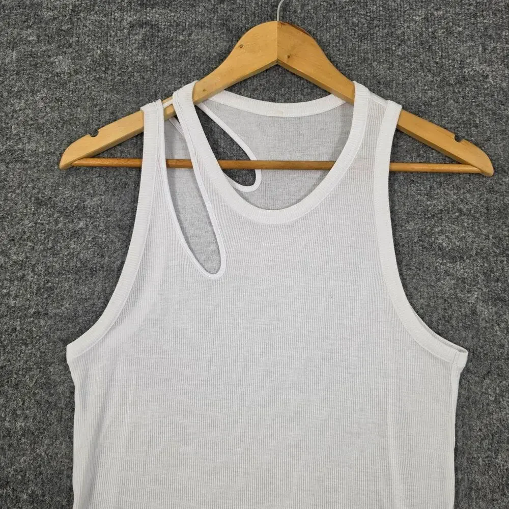 Alo Yoga Tank Womens XS Ribbed White Peak Tank Top Racerback Lightweight Yoga